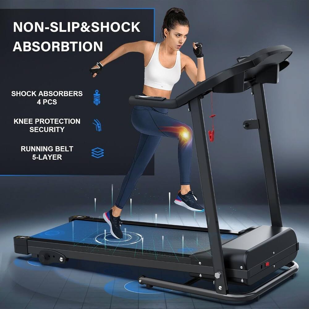 NON-SLIP & SHOCK ABSORPTION  
SHOCK ABSORBERS 4 PCS  
KNEE PROTECTION SECURITY  
RUNNING BELT 5-LAYER