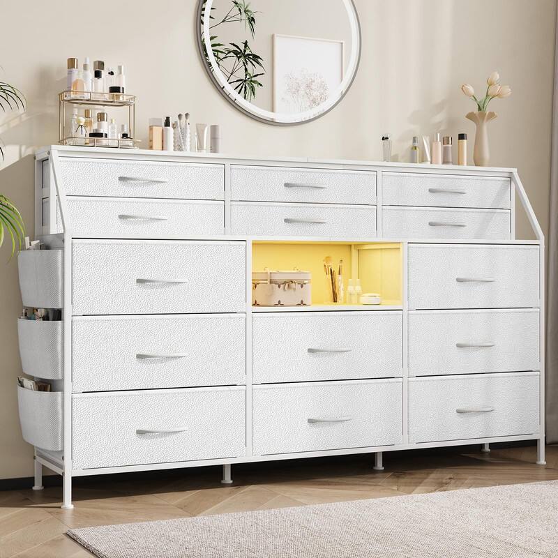 Alt View 7. Acekool - Dresser for Bedroom with 14 Drawers - White.