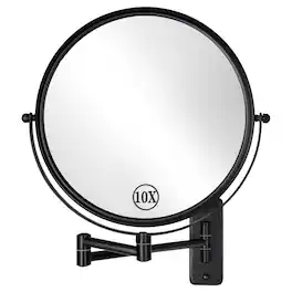 Earthley Blooms - 9" Rechargeable Wall Mounted Lighted Makeup Mirror Double Sided 1x 10x Magnifying With Lights Dimmable Ba - Black