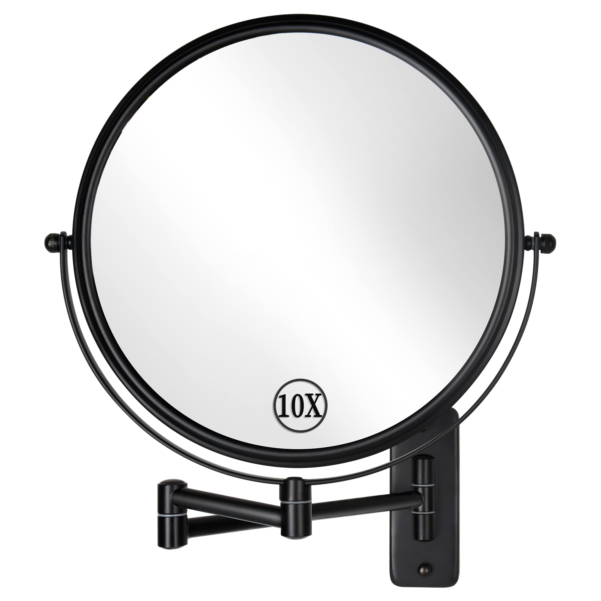 Earthley Blooms - 9" Rechargeable Wall Mounted Lighted Makeup Mirror Double Sided 1x 10x Magnifying With Lights Dimmable Ba - Black