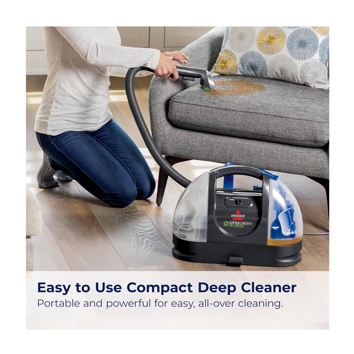 Easy to Use Compact Deep Cleaner  
Portable and powerful for easy, all-over cleaning.