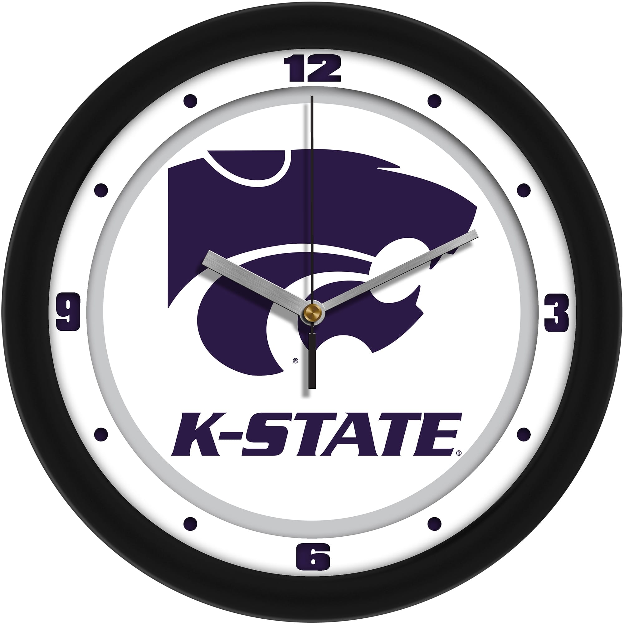 MpDirect - Kansas State Wildcats 11.5'' Suntime Premium Glass Face Traditional Logo Wall Clock - Multicolor