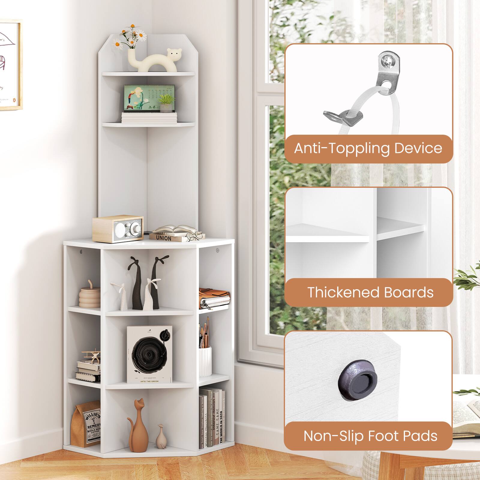 Anti-Toppling Device, Thickened Boards, Non-Slip Foot Pads