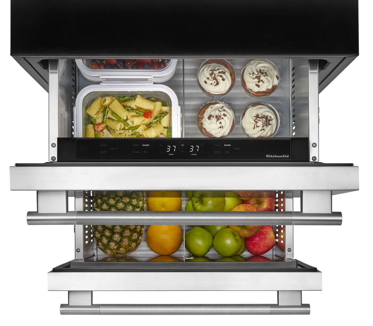 Alt View 2. KitchenAid - 4.4 Cu. Ft. Undercounter Double-Drawer Refrigerator - Black Cabinet/Stainless Doors.