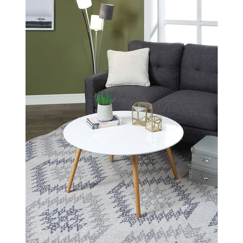 Left. Convenience Concepts - Oslo Round Coffee Table - Glossy White.