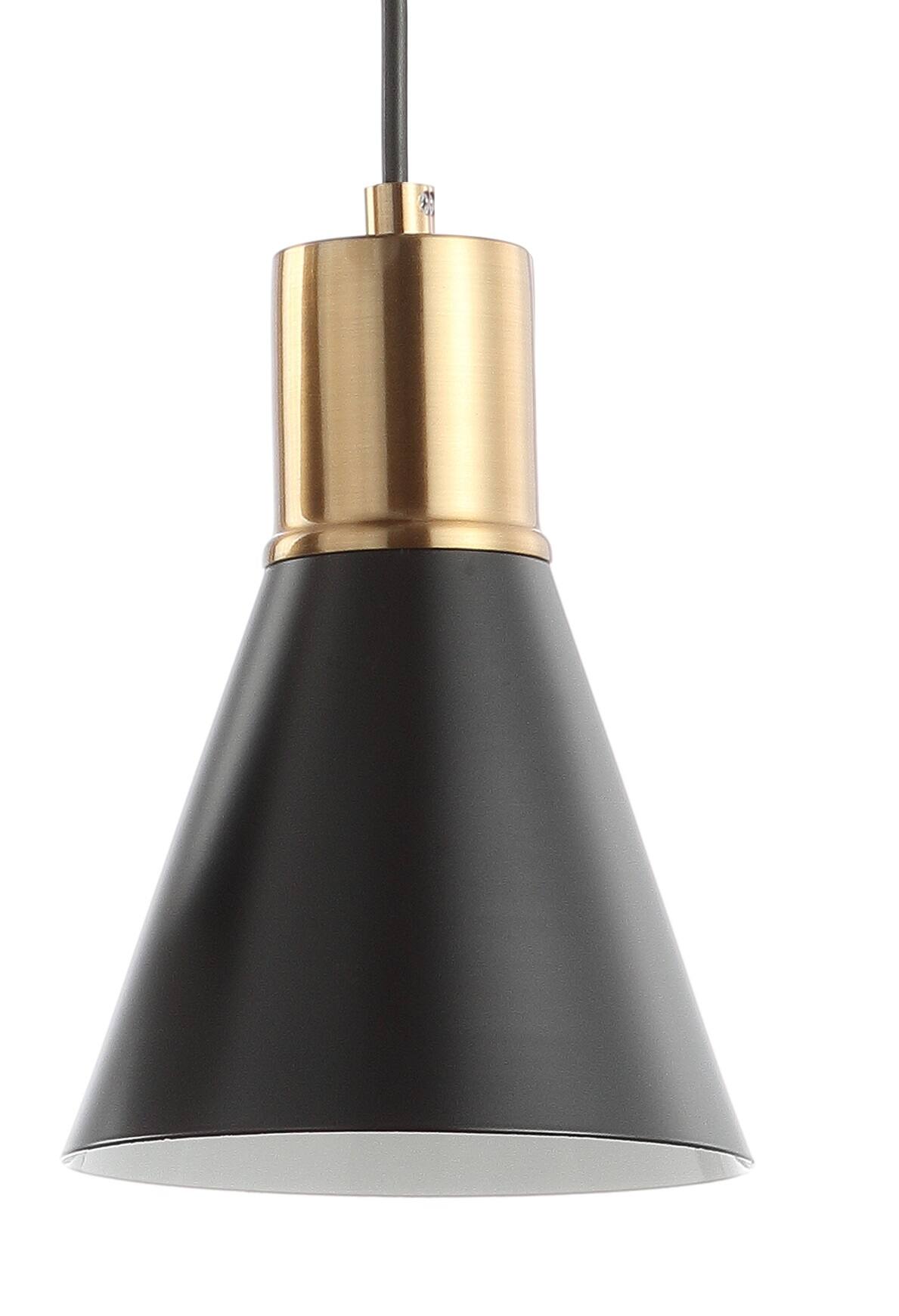 Alt View 4. Jonathan Y - Apollo 15" 3-Light Metal Cluster LED Pendant, Black/Brass Gold - Black/Brass Gold.