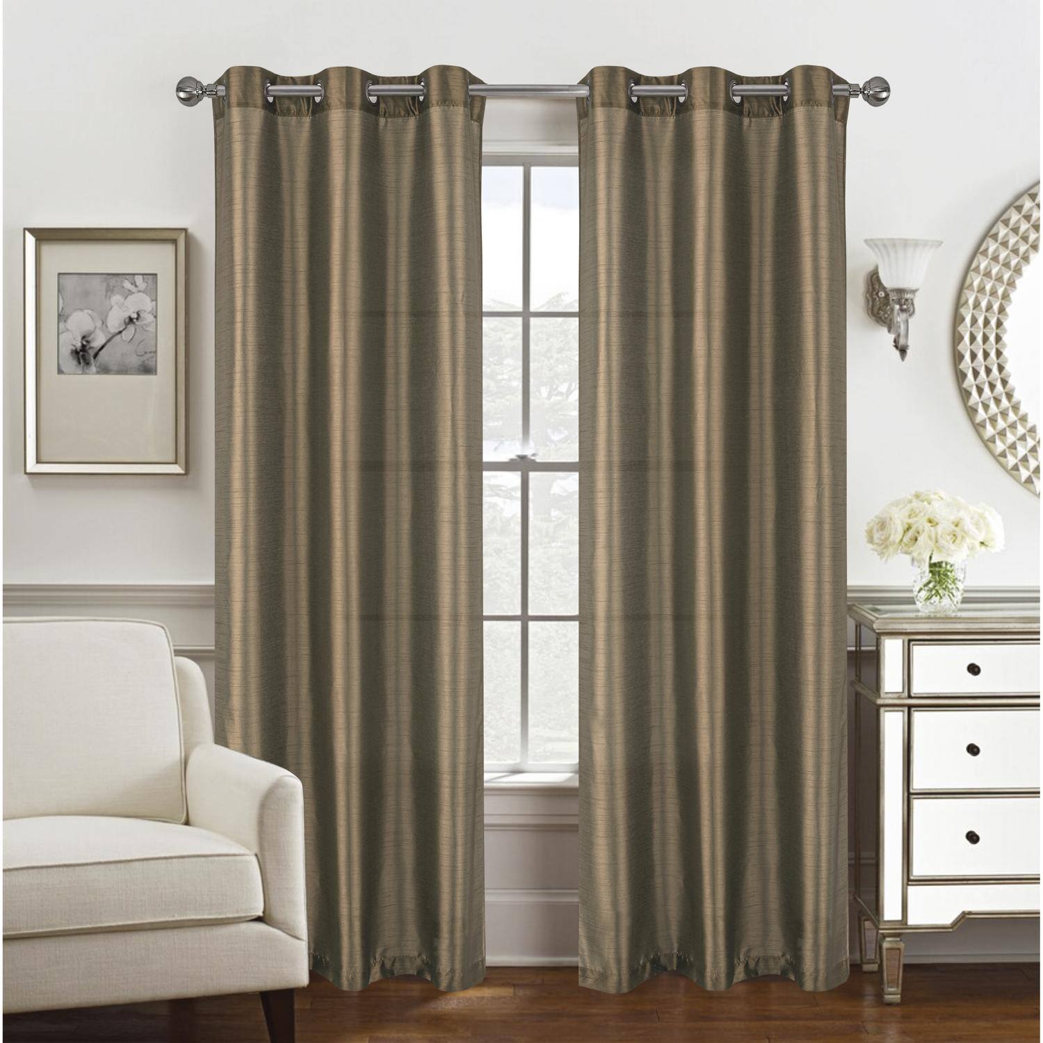 Angle. RT Designers Collection - RT Designer Collection Nancy Grommet Luxurious Modern Design Curtain Panel 54" x 95" Taupe - Taupe.