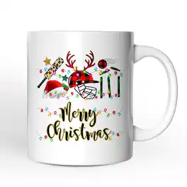 OrnamentallyYou - Cricket Buffalo Plaid Christmas Mug, Team and Coaches Gift - White