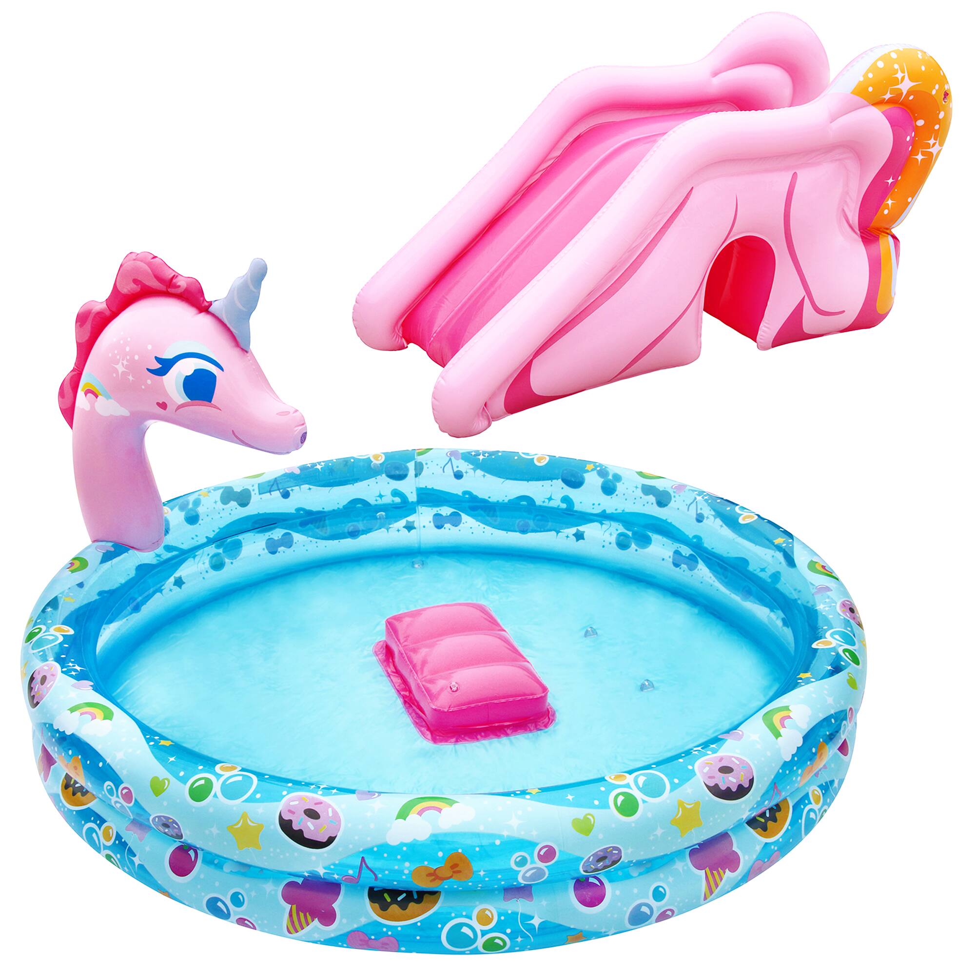 Alt View 2. Banzai - Banzai Spray 'N Splash Unicorn Pool, Inflatable Outdoor Backyard Water Slide Splash Toy.