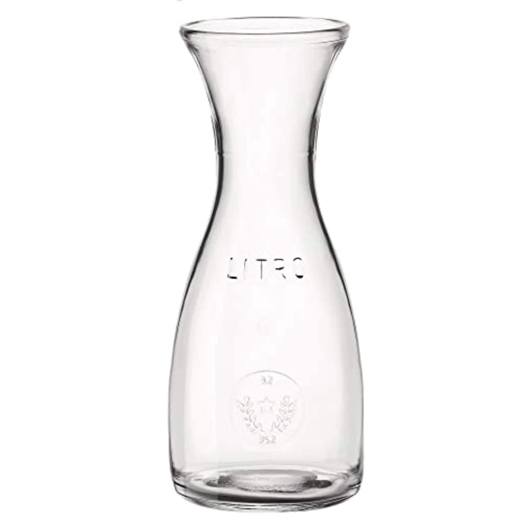 Bormioli Rocco - Misura Glass Carafe, 33.75 oz, Wide Mouth & Lipped Rim, Thick Durable Glass - Clear