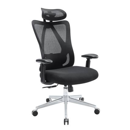 Front. AOITUN - Ergonomic Office Chair, Mesh Computer Desk Chair with Adjustable Sponge Lumbar Support, Thick Cushion, PU Armrest, Black - Black.