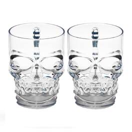 Jay Import - Skull Set Of 2 Glass Mugs 17.62OZ - Clear