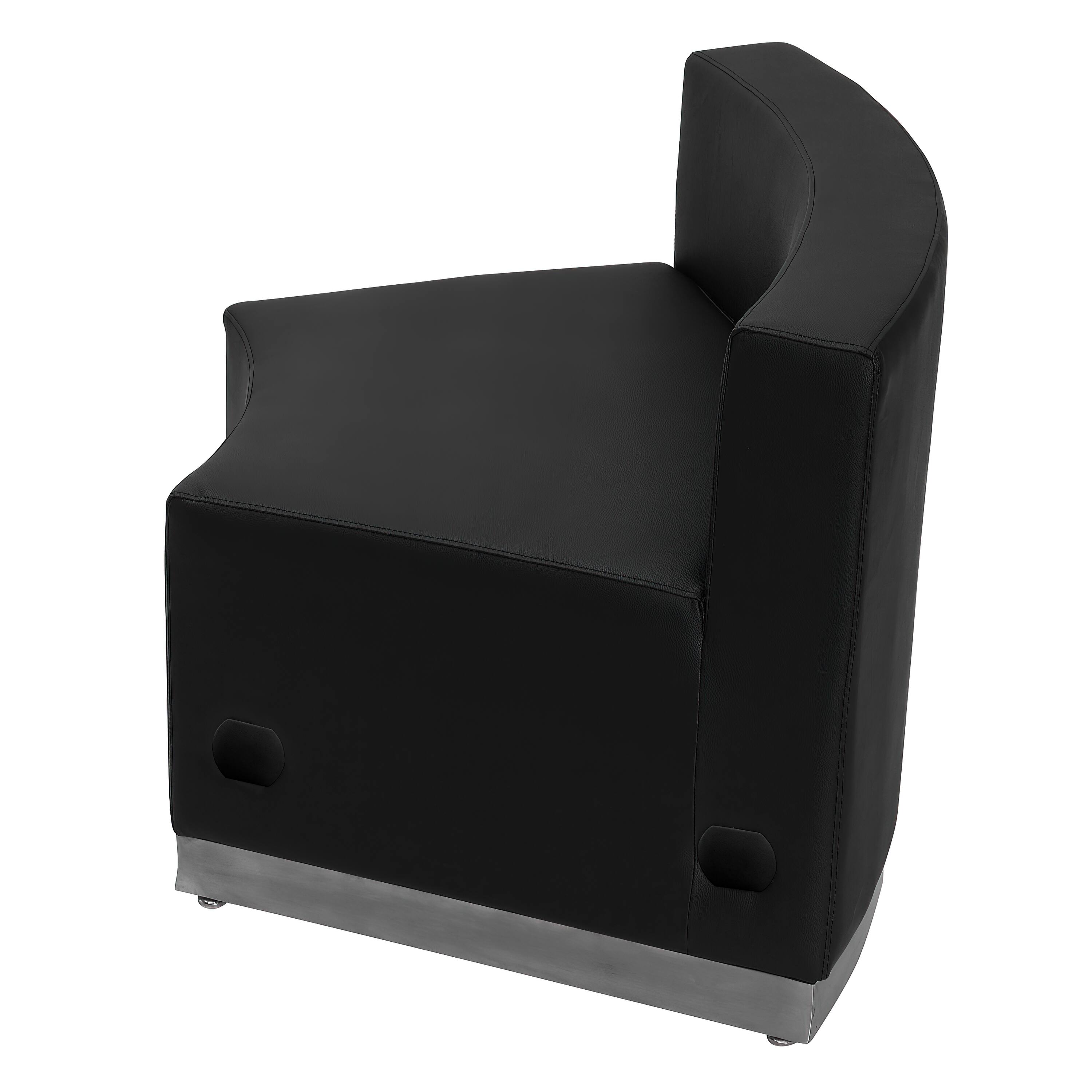 Alt View 2. Emma + Oliver - Modular Reception Concave Chair with Brushed Stainless Steel Base - Black.