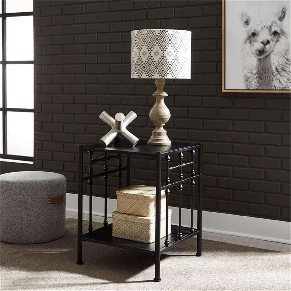 Left. Liberty Furniture Industries - Vintage Series Open Night Stand - Black in Distressed Metal - Black.