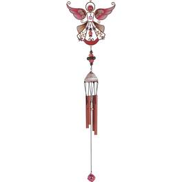 FC Design - 23" Long Red Angel Copper and Gem Wind Chime Outdoor Patio or Garden Hanging Decoration - Multi-Color