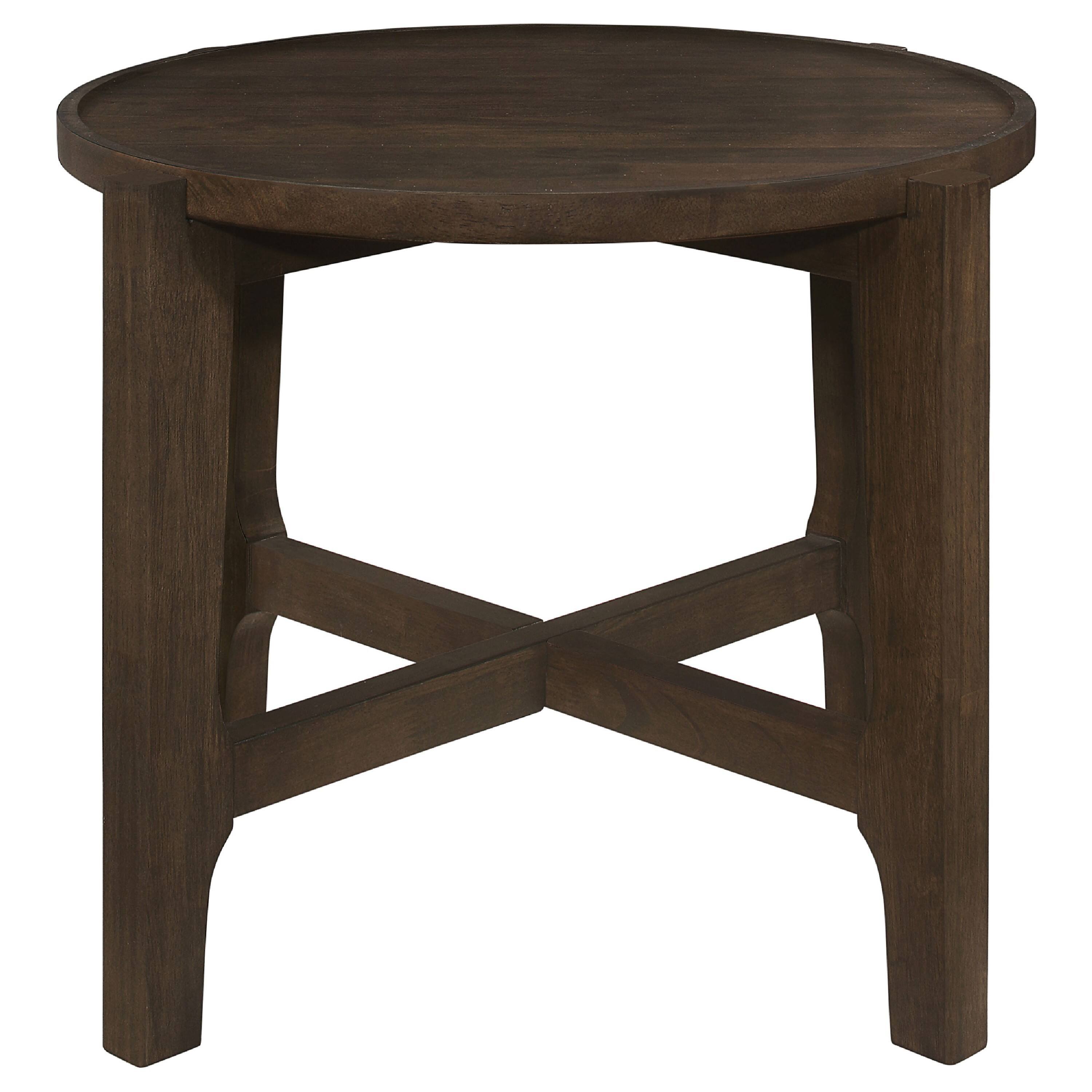 Alt View 3. Manhattan Lane - Katie 2Pc Coffee and End Table Set, X-cross Base, Solid Wood - Brown, Black.