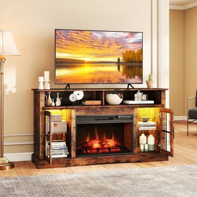 Gymax Fireplace TV Stand w/ Remote Controls & Thermostat Storage Gymax Fireplace TV Stand w/ Remote Controls & Thermostat Storage