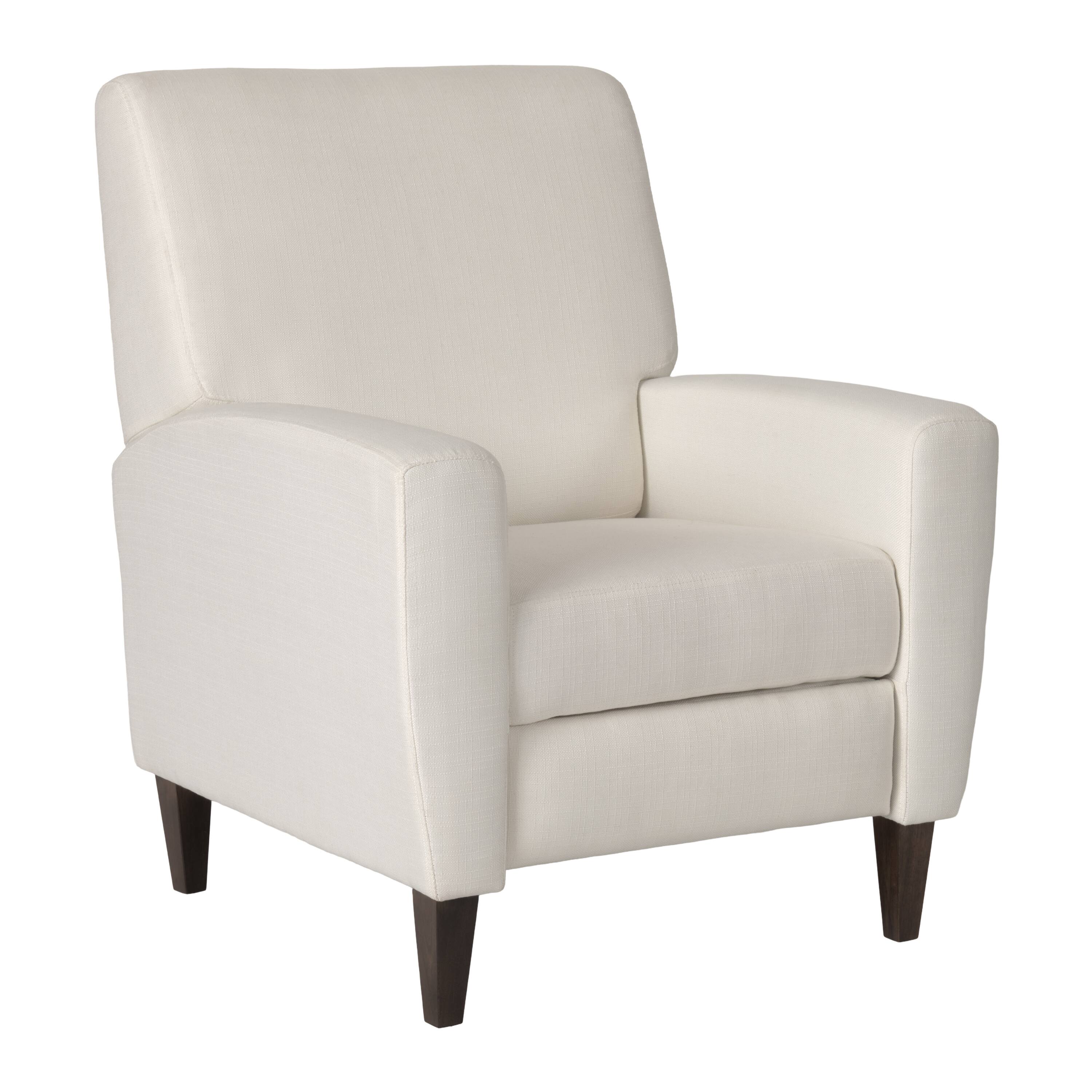 Angle. CorLiving - Wells Basketweave Fabric Upholstered Indoor Pushback Recliner with Wood Legs - Off White.