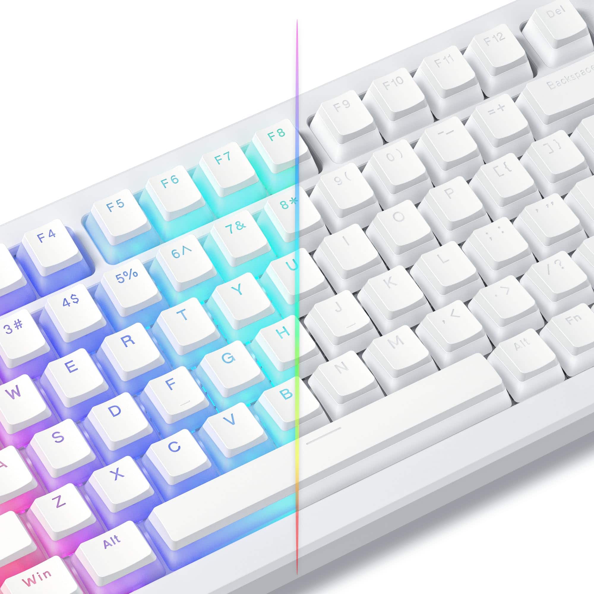 Stylel Star - Pudding Keycaps Black Pbt 60 65 75 100 Percent 130 Keys Shine Through Key Cap Oem Profile For Mx-stem Switches - White