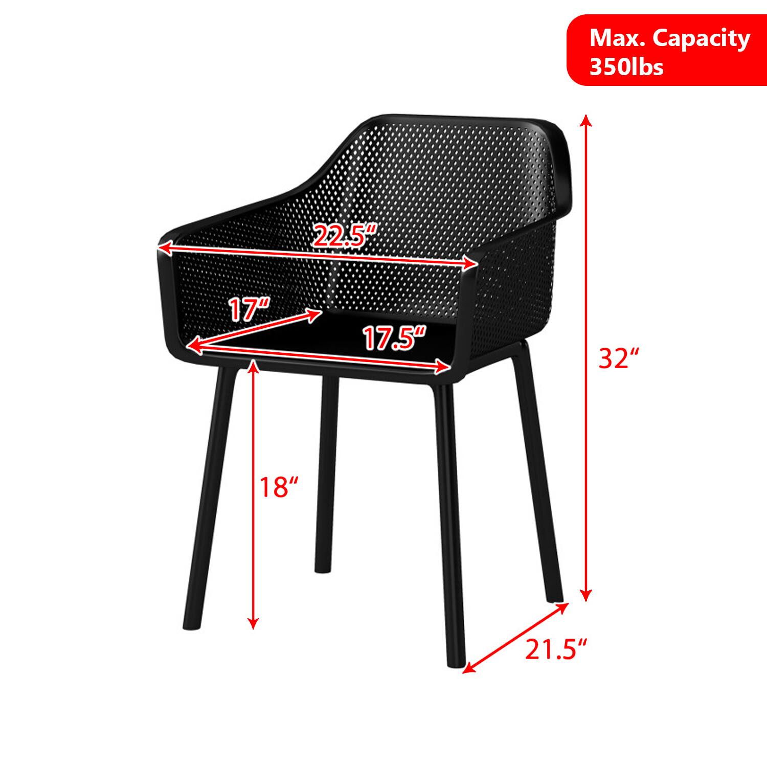 Max. Capacity 350lbs  
22.5"  
17"  
17.5"  
32"  
18"  
21.5"
