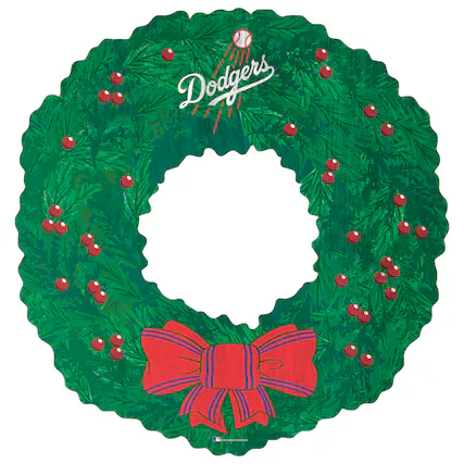 Front. Fan Creations - Los Angeles Dodgers 16'' Team Wreath Sign - Green.