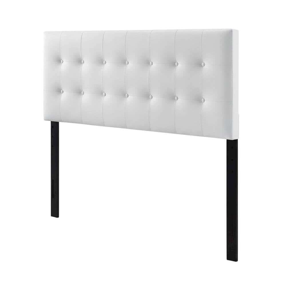 FurniFact - Upholstered Vinyl Full Headboard with Stylish Design and Durable Build - White