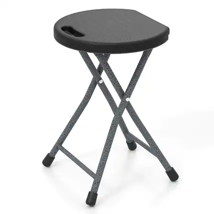 Front. Costway - Costway 1 PCS 18"H Folding Stool Portable & Foldable Camping Chair with Built-in Handle Black - Black,Silver.