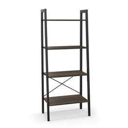 Kadyn - Open Bookcase Book Shelf,Storage Shelf Unit Plant Stand,4-Tier Bookshelf with Metal Frame and Adjustable Foot Pads-Oak - Gray