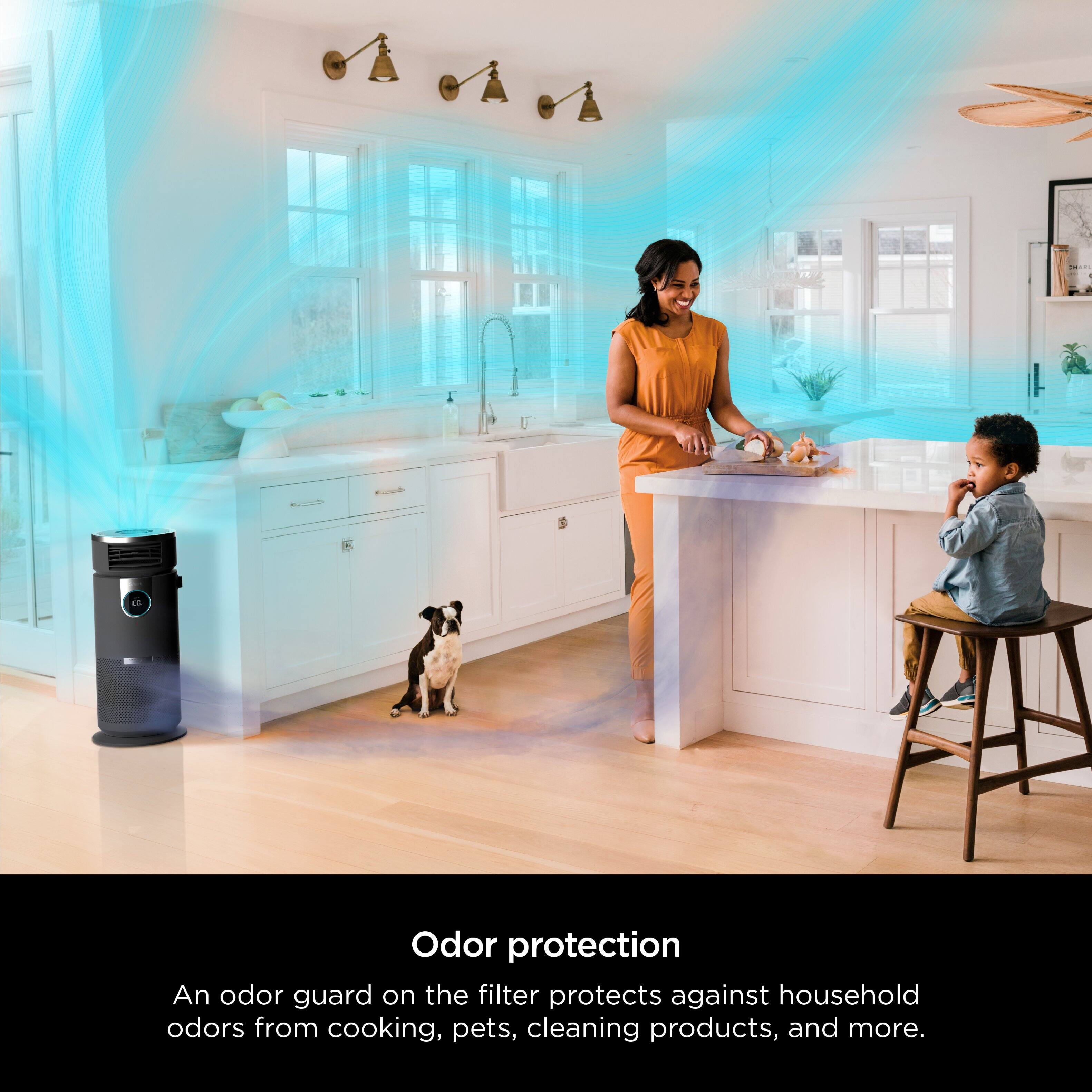 Odor protection: An odor guard on the filter protects against household odors from cooking, pets, cleaning products, and more.