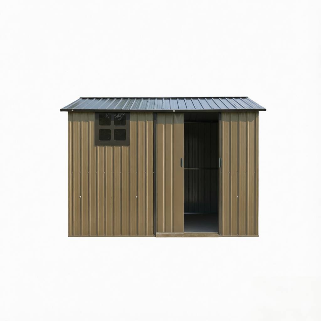 Alt View 9. Loheer - Loheer 8x6 Metal Storage Shed Galvanized Steel Weatherproof Utility Shed with Sliding Door Window Brown Black.