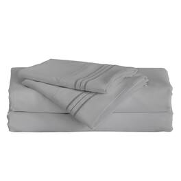 Furinno - Angeland Vienne 4-Piece Microfiber Bed Sheet Set, California King - Gray