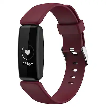Front. StrapsCo - Active Band Silicone Rubber Watch Strap For Fitbit Inspire 2 (Medium-Long) - Wine Red.