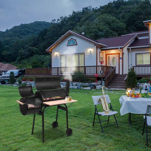 Alt View 8. Winado - Barbecue Outdoor Oil Drum Charcoal Grill Stainless Steel Stove for Patio Camping BBQ - Black.