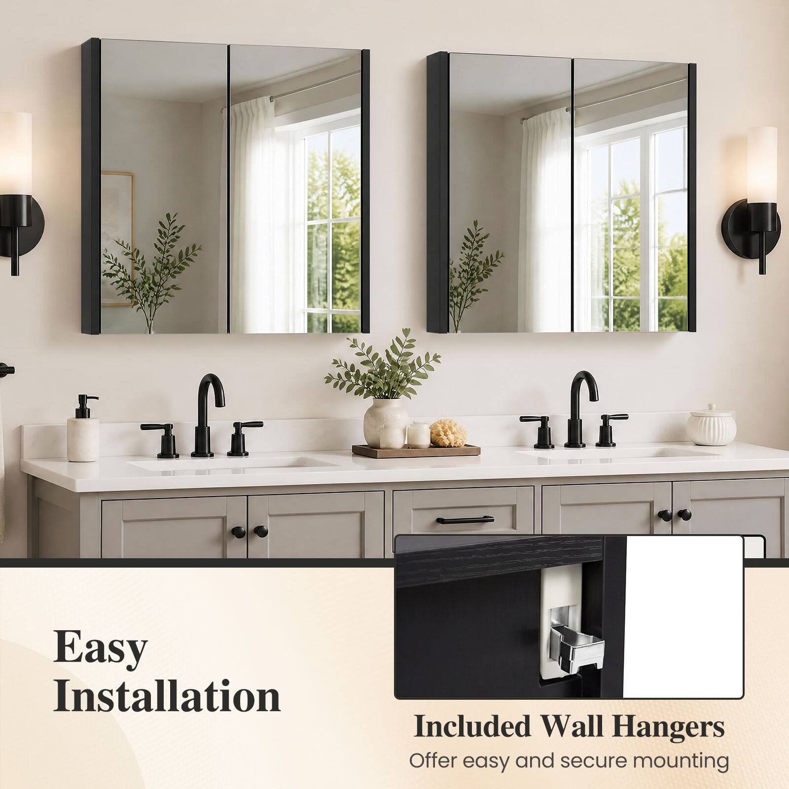 Easy Installation

Included Wall Hangers
Offer easy and secure mounting