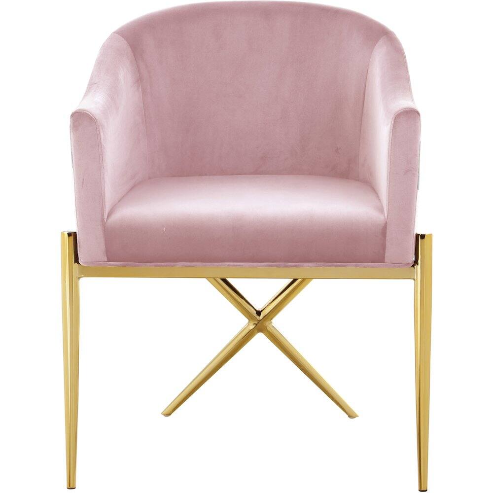 Alt View 2. Meridian Furniture - Xavier Pink Velvet Dining Chair - Pink.