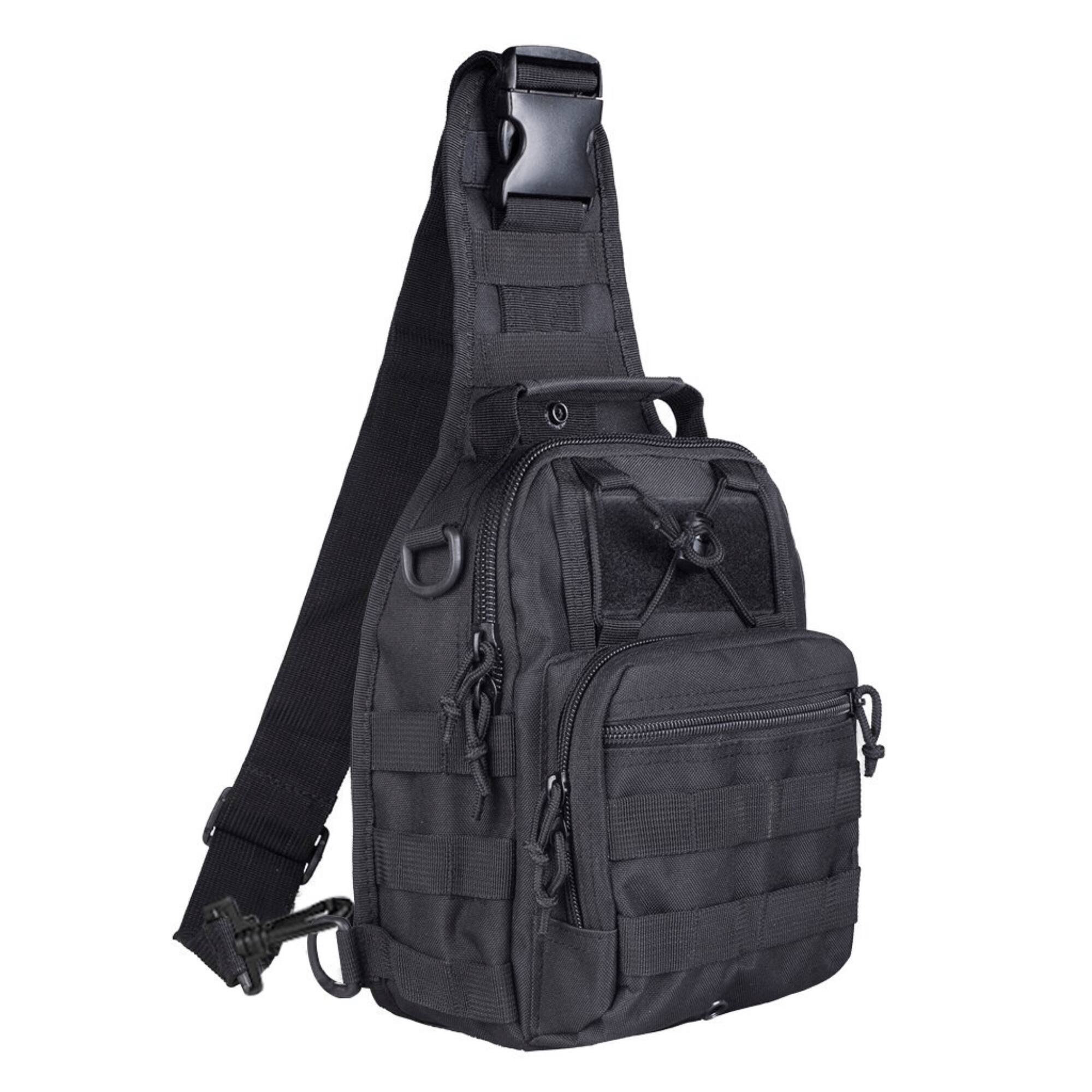 Front. JupiterGear - Tactical Military Sling Backpack Shoulder Bag Molle Outdoor Daypack Backpack with Adjustable Strap - Black.