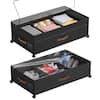 Front. Malletson - Under Bed Organizer Drawer for Clothes, Toy, Adjustable Storage for Underbed with Lids, 2 Packs (Canvas) - Black.