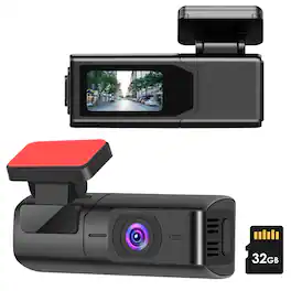 BEARSOLIM - 2K HD Front Dash Cam For Car With IPS Screen Night Vision Loop Recording Included 32G Storage Card 140° Wide Angle - Black