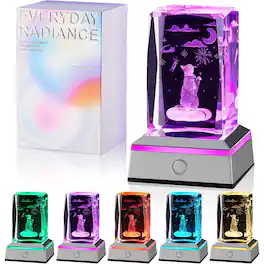 Schertz - 3D Square Crystal Ball - Engraved Cat Night Lamp, LED, Gift for Mom, Wife, Girlfriend