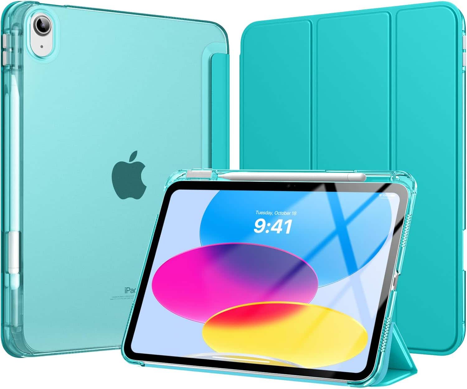 VIKESI - Case for iPad A16 11 inch 2025 / iPad 10th 10.9 inch 2022 - Fashion Design, Shock Proof Edge Cover,Full Function Support - Cyan Blue