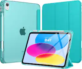 VIKESI - Case for iPad A16 11 inch 2025 / iPad 10th 10.9 inch 2022 - Fashion Design, Shock Proof Edge Cover,Full Function Support - Cyan Blue