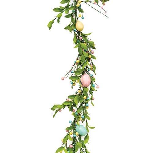 Left. BreeBe - Easter Eggs & Herb Leaves Garland 4ft - Multicolor.