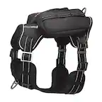 Front. PET MARVEL - PET MARVEL High-Perfomance Tactical Dog Harness with Backpack, No Pull Front Clip & Metal Buckles, Black S - Black.