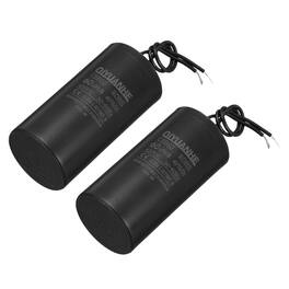 Unique Bargains - 2pcs 60uF CBB60 Run Capacitor, AC 450V 2 Wires 50/60Hz Cylinder 50x100mm for Air Compressor, Water Pump - Black