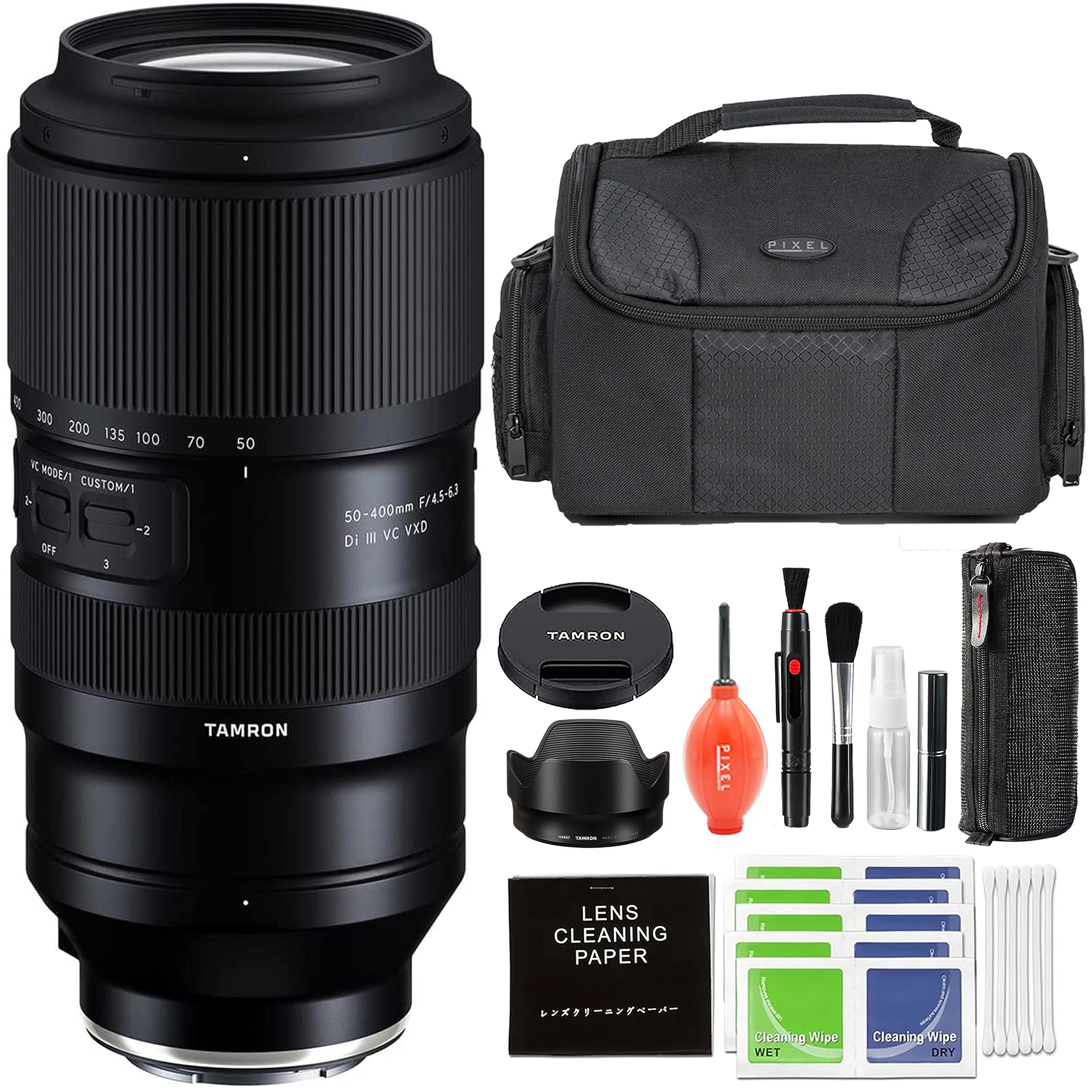 Tamron - 50-400mm f/4.5-6.3 Di III VC VXD Lens for Sony E with Advanced Accessory and Travel Bundle | AFA067S-700 - Black