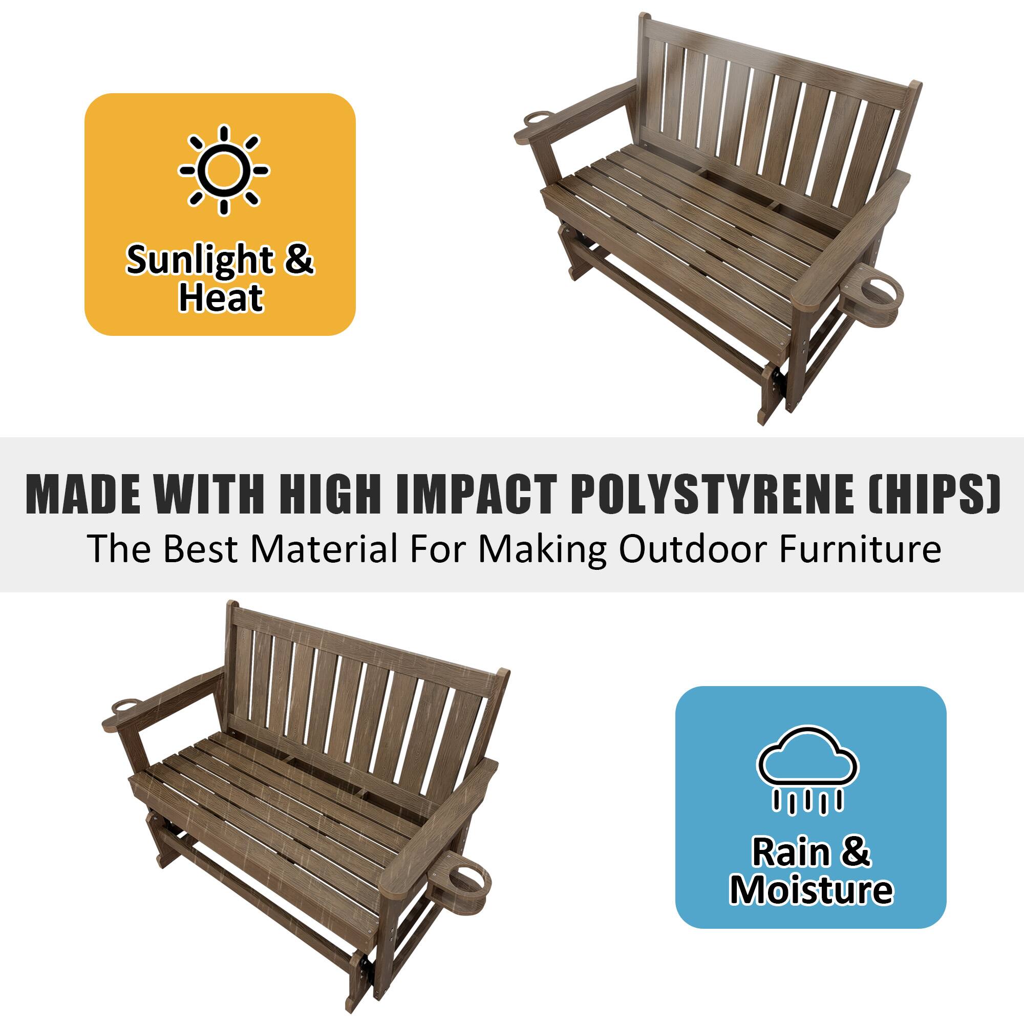 Sunlight & Heat

MADE WITH HIGH IMPACT POLYSTYRENE (HIPS)
The Best Material For Making Outdoor Furniture

Rain & Moisture