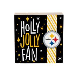 Evergreen Enterprises - Pittsburgh Steelers 6" Holiday Wood Plock Shelf Sign - Multicolor