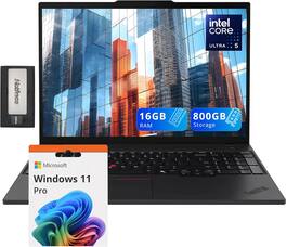 Lenovo - ThinkPad T16 G3 16" WUXGA Laptop,Intel Ultra 5 125U,16GB DDR5,512GB SSD+256GB Docking Station Set,Win 11 Pro - Black