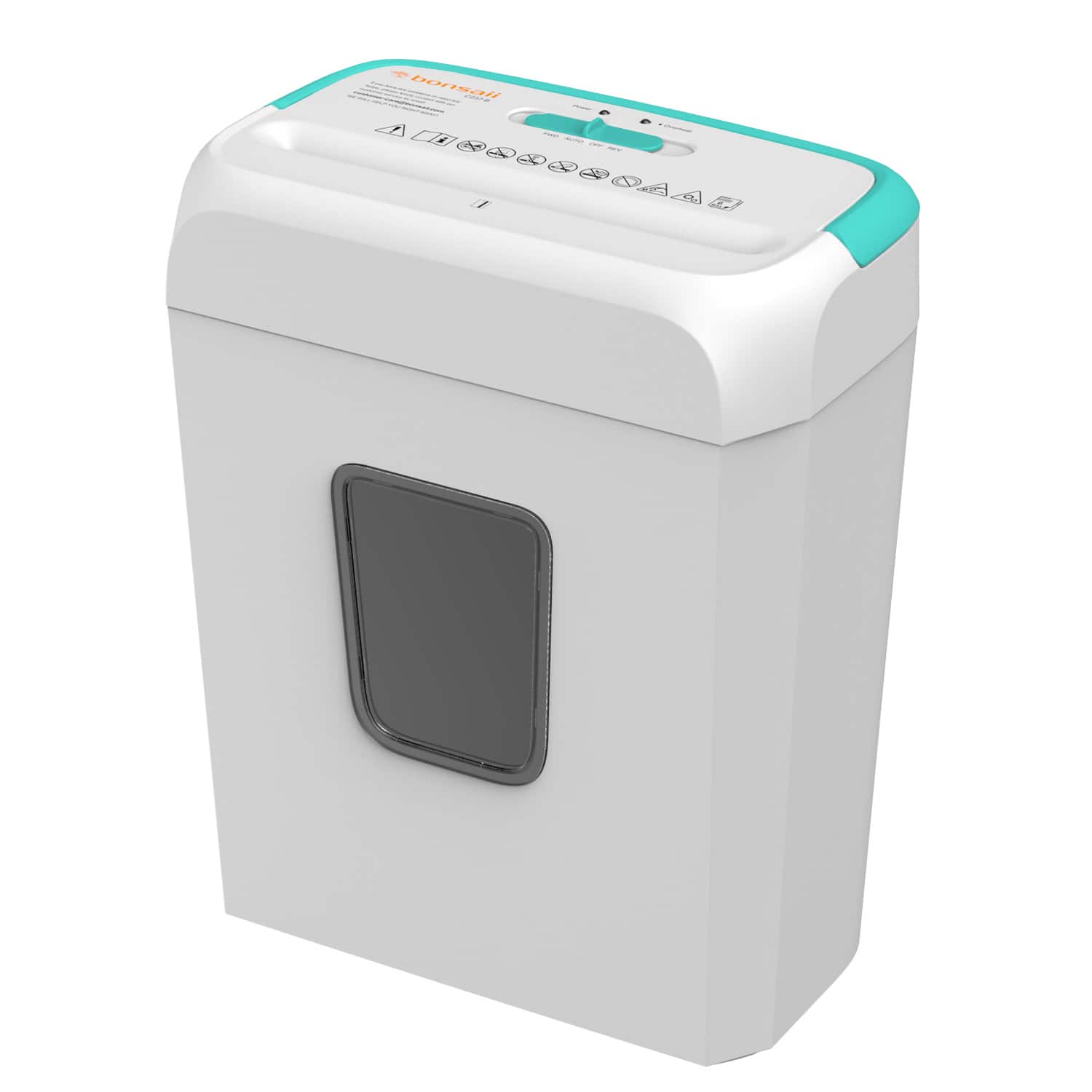 Front. Bonsaii - Secure Shredder - 6-Sheet, Cross-Cut shredding for documents, Mail, Staples, Credit Cards - 3.4-Gallon Wastebasket - White and Blue.