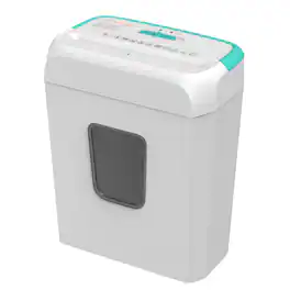 Bonsaii - Secure Shredder - 6-Sheet, Cross-Cut shredding for documents, Mail, Staples, Credit Cards - 3.4-Gallon Wastebasket - White and Blue